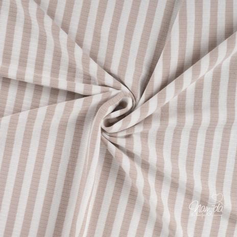 0,5 MTR. ♥ RIPPSTRICK JERSEY STREIFEN TAUPE ♥