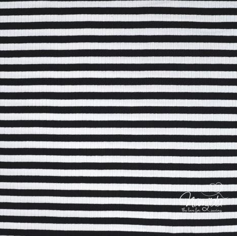 0,5 MTR. ♥ RIPPSTRICK JERSEY STREIFEN SCHWARZ ♥
