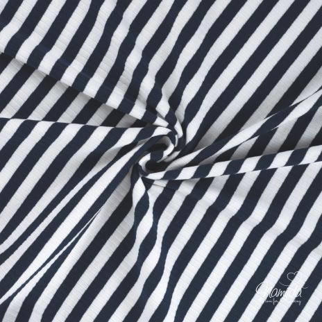 0,5 MTR. ♥ RIPPSTRICK JERSEY STREIFEN NAVY ♥