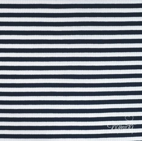 0,5 MTR. ♥ RIPPSTRICK JERSEY STREIFEN NAVY ♥