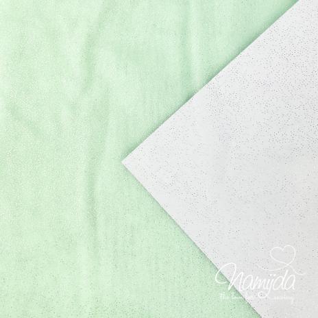 0,5 MTR. ♥ WEICHER GLITZER TüLL MINT/SILBER ♥
