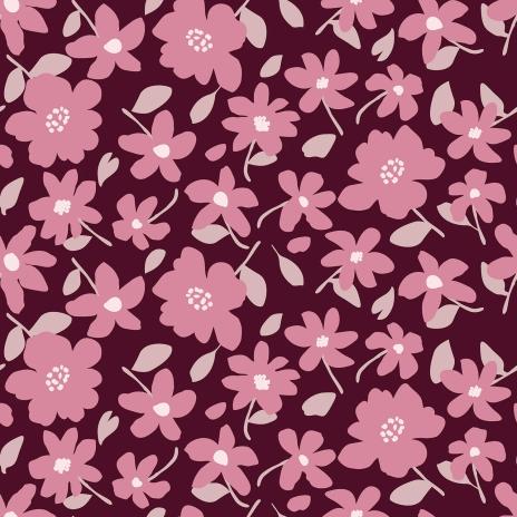 0,5 MTR. AUTUMN AUBERGINE FLOWERFIELD - FRENCH TERRY