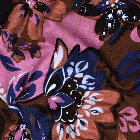 0,5 MTR. AUTUMN BLOOMS BRAUN/LILA - FRENCH TERRY