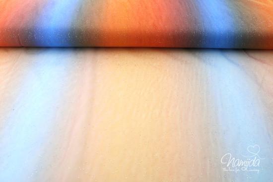 0,5 MTR. ♥ WEICHER *GLITZER* TüLL - FARBVERLAUF RAINBOW MuLTICoLour - ORANGE/TüRKIS ♥