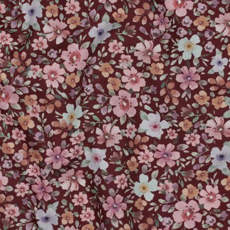 0,5 MTR.♥ BLÜTENMEER BEERE BAUMWOLL POPELINE ♥