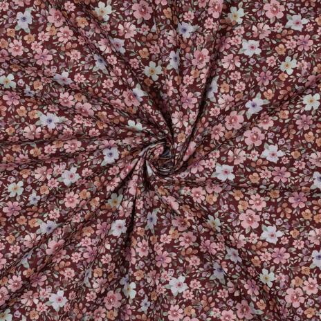 0,5 MTR.♥ BLÜTENMEER BEERE BAUMWOLL POPELINE ♥