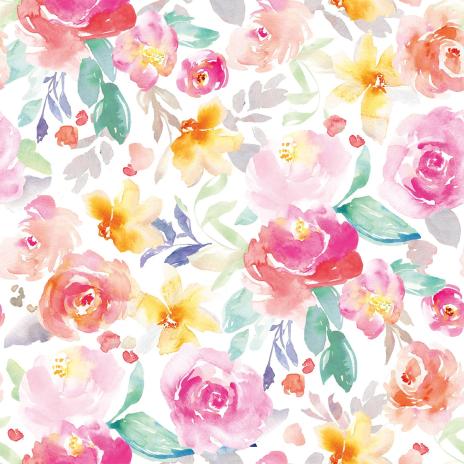 0,5 MTR. AQUARELL SUMMER ROSES BAUMWOLL POPELINE