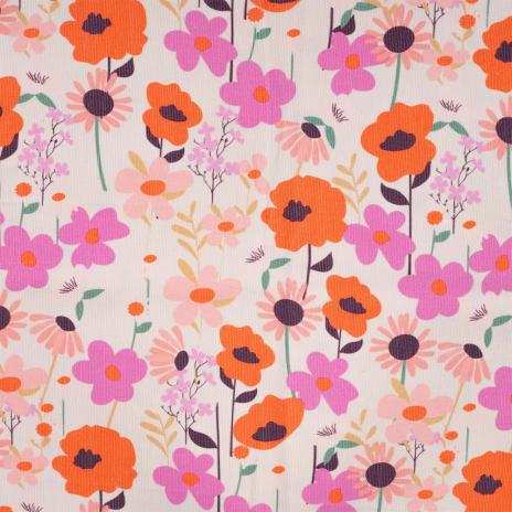 0,5 MTR. ♥ WEICHER FEINCORD COLOURFUL FLOWERS ♥