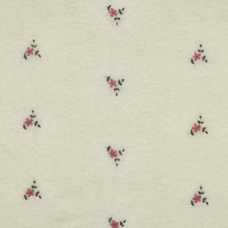 0,5 MTR. ♥ TEDDY GESTICKTE BLÜMCHEN NATUR ♥