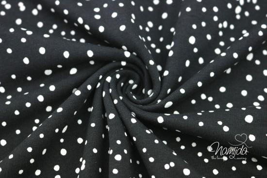 0,5 MTR. ♥ Jersey Different Dots Schwarz/Weiss - Punktejersey ♥