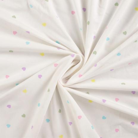 0,50 MTR. ♥ PASTELL HERZCHEN NATUR JERSEY ♥