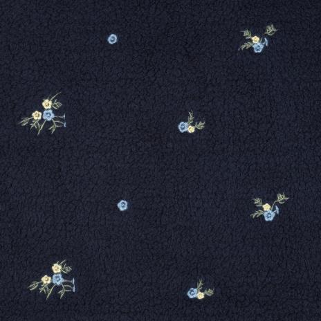 0,5 MTR. ♥ TEDDY GESTICKTE BLÜMCHEN NAVY ♥