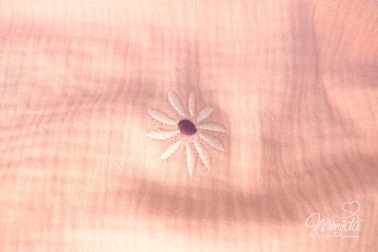 0,5 MTR. ♥ MuSSELIN GESTICKTE BLUMEN ROSE ♥