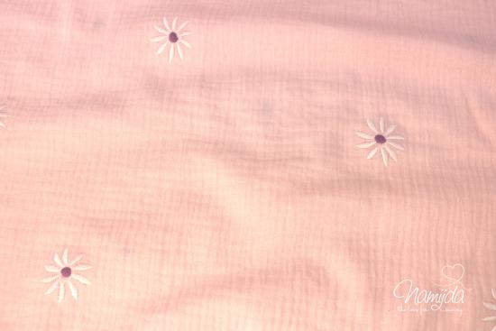 0,5 MTR. ♥ MuSSELIN GESTICKTE BLUMEN ROSE ♥