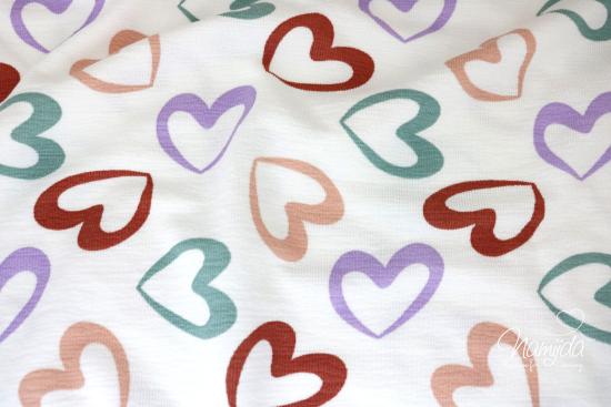 0,5 MTR. ♥ FROTTEE/FRENCH TERRY PASTELL HEARTS ♥