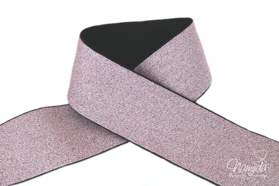 1 MTR. Soft Glitzer Gummiband 40mm ROSA