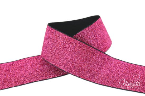 1 MTR. Soft Glitzer Gummiband 40mm PINK