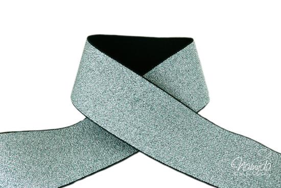 1 MTR. Soft Glitzer Gummiband 40mm MINT
