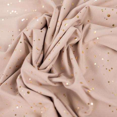 0,50 MTR. ♥ GOLDEN BLUSH FOIL TAUPE JERSEY ♥