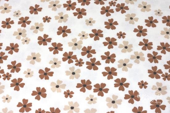 0,5 MTR. ♥ WAFFEL STRICKJERSEY FLOWERS BEIGE ♥