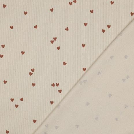 0,5 MTR. ♥ RIPPSTRICK JERSEY HERZCHEN - NATUR ♥