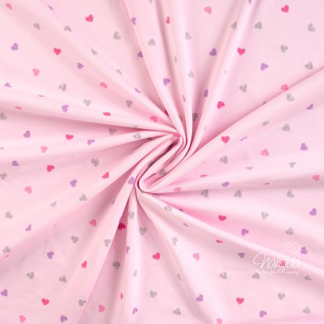 0,5 MTR. HERZCHEN SILBERGLITZER ROSE JERSEY ♥