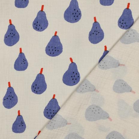 0,5 MTR. ♥ MuSSELIN BIRNEN BLAU ♥