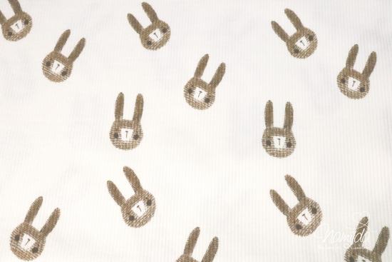0,5 MTR. ♥ RIPPSTRICK JERSEY CUTE BUNNIES NATUR ♥