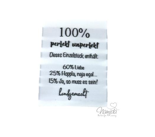 1 STCK. ♥ XL NAMIJDA EP WEBETIKETTEN - 100% perfekt unperfekt ... WEISS ♥