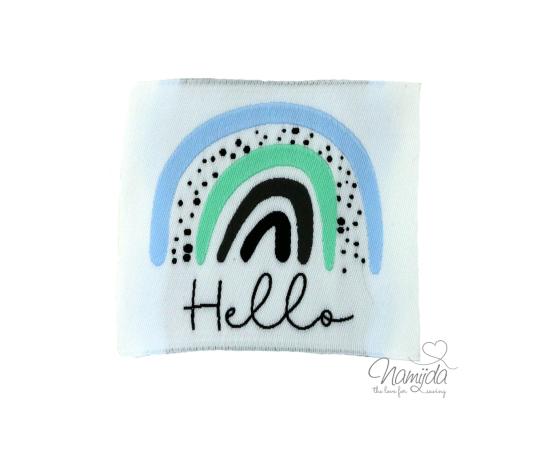 1 STCK. ♥ XL NAMIJDA EP WEBETIKETTEN - Hello RAINBOW - HELLBLAU/MINT ♥