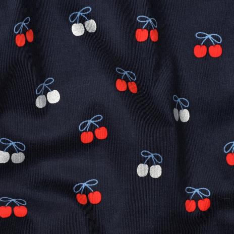 0,5 MTR. ♥ WEICHER BABY FEINCORD KIRSCHEN FOIL NAVY ♥