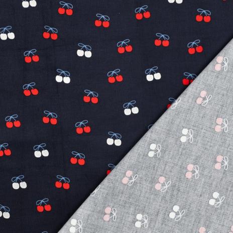 0,5 MTR. ♥ WEICHER BABY FEINCORD KIRSCHEN FOIL NAVY ♥