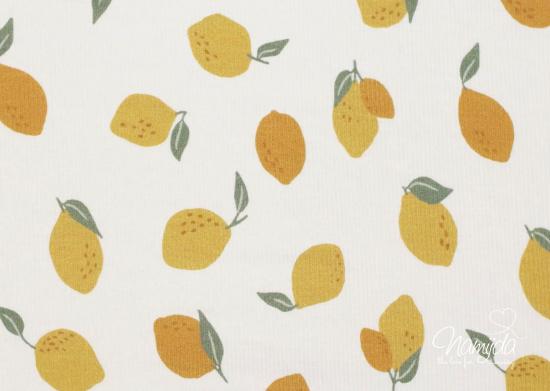 0,5 MTR. ♥ RIPPSTRICK JERSEY ZITRONEN - NATUR ♥