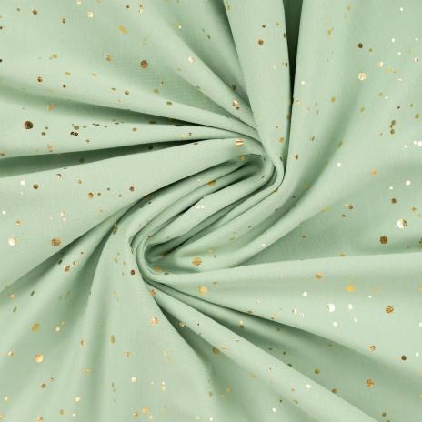 0,50 MTR. ♥ GOLDEN BLUSH FOIL DUSTY MINT JERSEY ♥