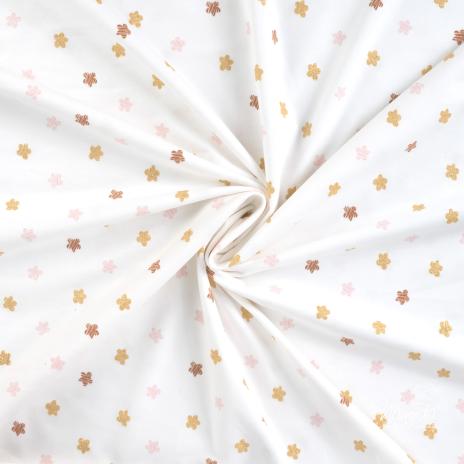 0,5 MTR. GOLDGLITZER FLOWERS - NATUR - JERSEY ♥