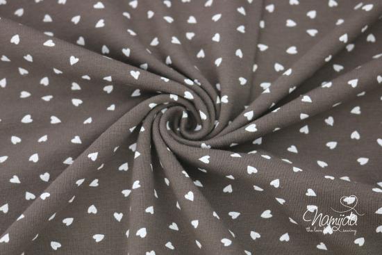0,5 MTR. ♥ HERZCHEN JERSEY DUSTY BRAUN ♥