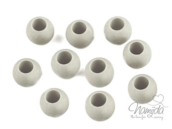 10 Stück ♥ KUNSTSTOFF PERLEN - HELLGRAU - 10x11mm ♥