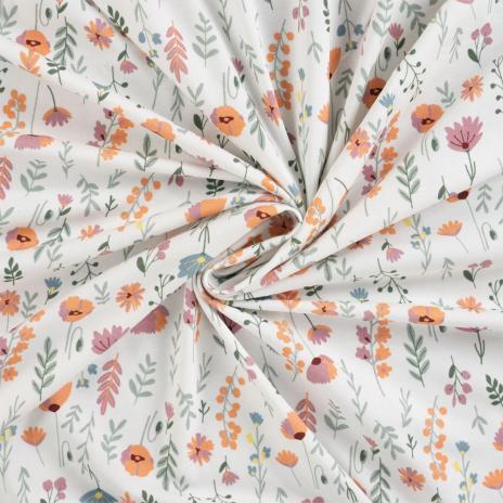 0,50 MTR.  ♥  ZARTE FRÜHLINGSBLUMEN JERSEY ♥