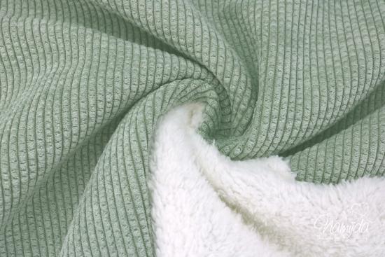 0,5 MTR. ♥ WEICHER PLÜSCHCORD KHAKI LIGHT ♥