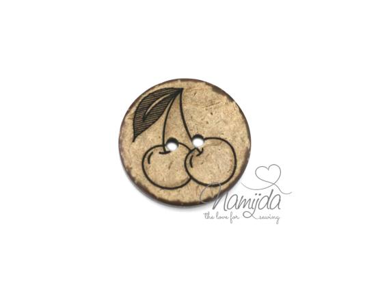 1 Stück ♥ EIGENPRODUKTION KOKOSKNOPF CHERRY KIRSCHE - HOLZKNOPF - 22 mm ♥