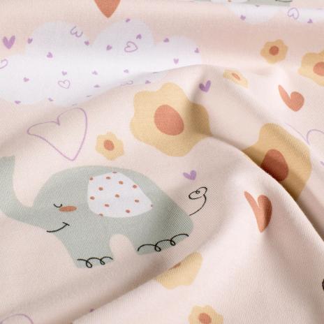 0,50 MTR.  ♥ ELEFANTEN & BLÜMCHEN JERSEY ♥