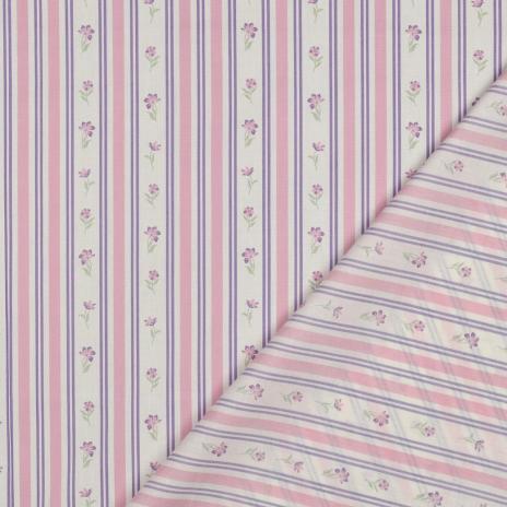 0,5 MTR.♥  FLOWERS & STRIPES ROSA FLIEDER BAUMWOLL POPELINE ♥