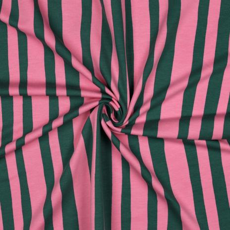 0,5 MTR.  STREIFEN STRIPES PINK/GRÜN FRENCH TERRY