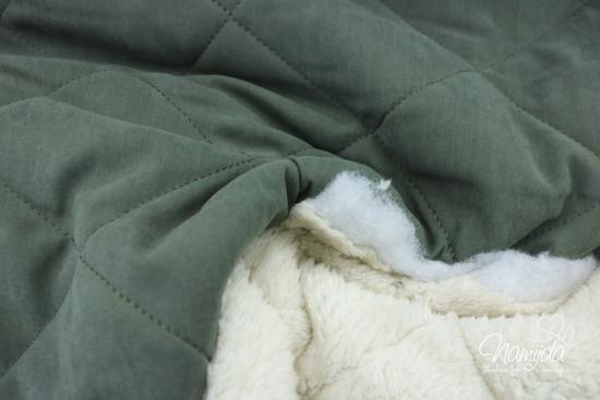 0,5 MTR. ♥ SUPER WEICHER ABGESTEPPTER JACKENSTOFF VELOUR KHAKI ♥