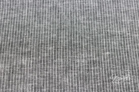 0,5 MTR. ♥ STREIFEN BAUMWOLL LEINEN - ANTHRAZIT MELANGE ♥