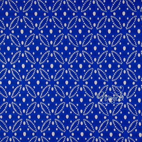 0,5 MTR. ♥ Elastische Spitze ORNAMENT BLüTE - Royal Blau - Spitzenstoff ♥