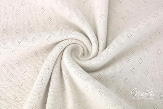 0,5 MTR.  ♥ BAUMWOLLJERSEY POINTOILLE Lochstickerrei - HELL SAND ♥