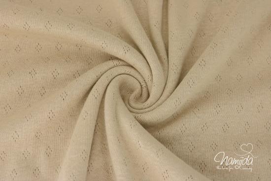 0,5 MTR.  ♥ BAUMWOLLJERSEY POINTOILLE Lochstickerrei - TAUPE LIGHT ♥