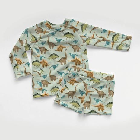 0,5 MTR.  ♥ BADESTOFF LYCRA DINO MULTICOLOR UPF50 ♥