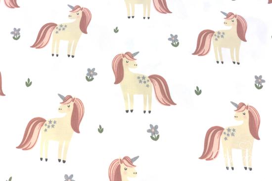 0,50 MTR.  ♥ UNICORN GLITTER EINHORN JERSEY - WEISS ♥